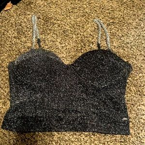 Metallic Sparkling Cropped Party Top